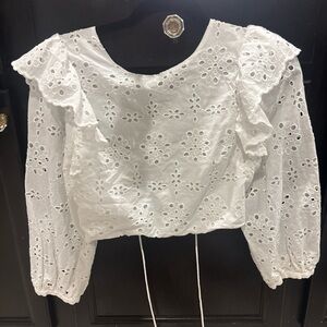 White Eyelet Lace Women's Top